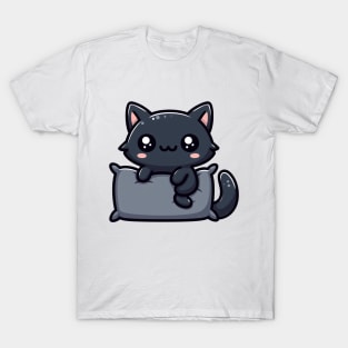 CUTE BLACK CAT PILLOW T-Shirt